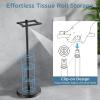 imageToilet Paper Holder Stand Adjustable Freestanding Tissue Roll Holder for Bathroom Pivoting Design Durable SUS 304 Stainless Steel and Weighted Base Toilet Paper Stand Storage Brushed NickelMatte Black