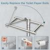 imageToilet Paper Holder Stand Adjustable Freestanding Tissue Roll Holder for Bathroom Pivoting Design Durable SUS 304 Stainless Steel and Weighted Base Toilet Paper Stand Storage Brushed NickelBrushed Nickel