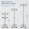 imageToilet Paper Holder Stand Adjustable Freestanding Tissue Roll Holder for Bathroom Pivoting Design Durable SUS 304 Stainless Steel and Weighted Base Toilet Paper Stand Storage Brushed NickelBrushed Nickel