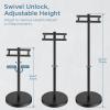 imageToilet Paper Holder Stand Adjustable Freestanding Tissue Roll Holder for Bathroom Pivoting Design Durable SUS 304 Stainless Steel and Weighted Base Toilet Paper Stand Storage Brushed NickelMatte Black