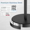 imageToilet Paper Holder Stand Adjustable Freestanding Tissue Roll Holder for Bathroom Pivoting Design Durable SUS 304 Stainless Steel and Weighted Base Toilet Paper Stand Storage Brushed NickelMatte Black