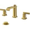 imageFORIOUS 3 Hole Bathroom Vanity Sink FaucetMatte Black Waterfall Widespread Bathroom Faucets 2Handle with Metal PopUp Drain Modern DesignBrushed Gold