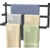 imageFORIOUS 3Tier Towel Bar Wall Mounted 24 Inch Towel Rack for Bathroom HeavyDuty 304 Stainless Steel Towel Rod Holder Space Saving Design Towel Hanger Rail Matte BlackMatte Black