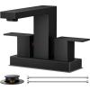 imageFORIOUS 4 Inch Bathroom Faucet Centerset Black 2 Hole Square Matte Black Centerset Bathroom Sink Faucet 4quot with Metal Pop Up Drain 24quot CUPC Hose and Spare Water Saving AeratorMatte Black