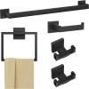 imageFORIOUS 5 Pieces Bathroom Hardware Accessories Set SUS304 Stainless Steel Square 24 inch Bath Towel Holder Bar Set Towel Rack for Bathroom Wall Mounted Matte Black