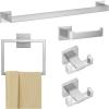 imageFORIOUS 5 Pieces Bathroom Hardware Accessories Set SUS304 Stainless Steel Square 24 inch Towel Holder Bar Set Towel Rack for Bathroom Wall Mounted Brushed Nickel