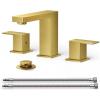 imageFORIOUS 8 Inch Widespread Gold Bathroom Faucet Square 2 Handle Brushed Gold Bathroom Sink Faucet 3 Hole with Metal Drain 24quot CUPC Supply Lines and Spare Aerator Vanity Sink RemodelBrushed Gold