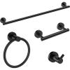 imageFORIOUS Bathroom Hardware Accessories Set SUS304 Stainless Steel 24 Inch Towel Bar Set Modern Towel Racks Holder for Bathroom Wall Mounted 4 Pieces Matte BlackMatte Black