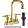 imageFORIOUS Black Bathroom Faucet for Sink 3 HoleWidespread Matte Black Bathroom Sink Faucets2 Handles RV Bathroom Faucets Vanity with Pop Up Drain and Supply HosesBrushed Gold