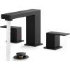 imageFORIOUS Black Bathroom Faucets 3 Hole Matte Black Bathroom Sink Faucet 8 Inch Widespread 2 Handle for Restroom Sink with Pop Up Drain CUPC Supply Hose and Spare Water Saving Aerator Vanity 3 HolesMatte Black