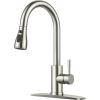 imageFORIOUS Black Kitchen Faucet with Soap Dispenser and Pull Down Sprayer Bar High Arc Single Handle Classic 3 Modes Stainless Steel Faucet for Kitchen Sink Farmhouse RV Laundry CamperBrushed Nickel