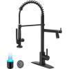 imageFORIOUS Black Kitchen Faucets Commercial High Pressure Pull Down Sink Faucet with Sprayer DoubleFunction Stainless Steel Spring for Restaurant Bar Laundry