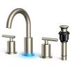 imageFORIOUS Brushed Nickel Bathroom Faucet 3 Hole Vanity with Metal Pop Up Drain and 24quot Supply Lines 2 Handle 8 Inch Widespread Faucet for Bathroom Sink 3 Hole Brushed Nickel with 360 Swivel SpoutStainless Steel