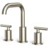 imageFORIOUS Brushed Nickel Bathroom Faucets with Drain for 3 Hole Sink 8 Inch Widespread Bathroom Sink Faucet 2 Handle Suitable for Vanity RV Farmhouse