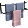 imageFORIOUS Double Towel Bar 24 Inch Towel Rack for Bathroom HeavyDuty SUS304 Stainless Steel Wall Mounted Rod Holder 2Tier Design Towel Hanger Rail Matte BlackMatte Black