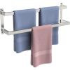 imageFORIOUS Double Towel Bar 24 Inch Towel Rack for Bathroom HeavyDuty SUS304 Stainless Steel Wall Mounted Rod Holder 2Tier Design Towel Hanger Rail Matte BlackStainless Steel