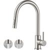 imageFORIOUS Gold Kitchen Faucet with Pull Down Sprayer Classic Single Hole Kitchen Sink Faucet with Deck Plate Single Handle High Arc Stainless Steel Fit for RV Bar Farmhouse Laundry OutdoorStainless Steel