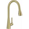 imageFORIOUS Kitchen Faucet with Pull Down Sprayer Brushed Nickel Classic High Arc Stainless Steel Faucet for Kitchen Sink Single Handle for 1 or 3 Hole Decks for RV Bar Farmhouse Laundry CamperGold
