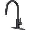 imageFORIOUS Kitchen Faucet with Pull Down Sprayer Brushed Nickel High Arc Modern Classic Sink Faucet Stainless Steel with Deck Plate Fit for 1 or 3 Hole for Pot Filler Bar Farmhouse Laundry RvMatte Black