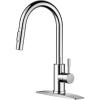 imageFORIOUS Kitchen Faucet with Pull Down Sprayer Brushed Nickel High Arc Modern Classic Sink Faucet Stainless Steel with Deck Plate Fit for 1 or 3 Hole for Pot Filler Bar Farmhouse Laundry RvChrome