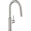 imageFORIOUS Kitchen Faucet with Pull Down Sprayer Classic Brushed Nickel Single Handle High Arc Stainless Steel Kitchen Sink Faucet 1 or 3 Hole Deck Mount for RV Bar Farmhouse Laundry OutdoorStainless Steel