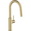 imageFORIOUS Kitchen Faucet with Pull Down Sprayer Classic Brushed Nickel Single Handle High Arc Stainless Steel Kitchen Sink Faucet 1 or 3 Hole Deck Mount for RV Bar Farmhouse Laundry OutdoorGold
