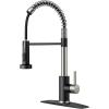 imageFORIOUS Kitchen Faucets Brushed Nickel Kitchen Sink Faucet with Pull Down Sprayer Commercial Kitchen Faucet Stainless Steel Classic Single Handle Pull Out Sink Faucets for RV Laundry Utility RoomBlackBrushed