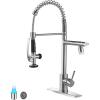 imageFORIOUS Kitchen Faucets Commercial Brushed Nickel High Pressure Modern Sink Faucet with Pull Down Sprayer DoubleHeaded Stainless Steel for Restaurant Bar Laundry