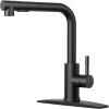 imageFORIOUS Kitchen Faucets with Pull Down Sprayer Stainless Steel Single Handle Classic Pull Out Sink Faucet for Farmhouse Laundry RV Bar with Deck Plate for 1 or 3 Holes Black BrushedMatte Black