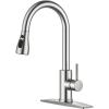 imageFORIOUS Kitchen Faucets with Water Filter 2 in 1 Stainless Steel Pull Down Sink Faucet and Purfied Water Faucet High Arc Single Handle with Detachable Deck for 1 or 3 Hole Brushed NickelStainless Steel
