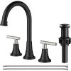 imageFORIOUS Matte Black Bathroom Sink Faucet 4 Inch Centerset Bathroom Faucet 2 or 3 Hole with Pop up Drain and cUPC Hose Two Handles Control 360 spout for RestroomVanity RvBlackStainless Steel
