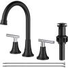 imageFORIOUS Matte Black Bathroom Sink Faucet 4 Inch Centerset Bathroom Faucet 2 or 3 Hole with Pop up Drain and cUPC Hose Two Handles Control 360 spout for RestroomVanity RvBlackChrome