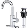imageFORIOUS Single Handle Bathroom Sink Faucet 1 or 3 Hole Brushed Nickle 360 Swivel Gooseneck Spout LeadFree with cUPC Hose and Metal Pop Up Drain Suitable for Bar Kitchen RV VanityChrome