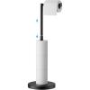 imageFORIOUS Toilet Paper Holder Stand Modern Freestanding Tissue Roll Holder for Bathroom Durable SUS 304 Stainless Steel and Weighted Base Toilet Paper Stand Storage for 4 Rolls Brushed GoldMatte Black