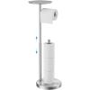 imageFORIOUS Toilet Paper Holder Stand with Shelf Adjustable Height Freestanding Toilet Paper Stand with Storage SUS 304 Stainless Steel and Weighted Base Tissue Roll Holder for Bathroom Brushed Nickel