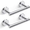 imageFORIOUS Toilet Paper Holder Wall Mount Stainless Steel Rustproof Double Post Pivoting Tissue Roll Holder for Bathroom Commercial Toilet Paper Dispenser Matte Black SquareChrome