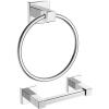 imageFORIOUS Toilet Paper Holder Wall Mount and Hand Towel Ring Set SUS 304 Stainless Steel Double Post Pivoting Tissue Roll Holder Modern Bathroom Hardware Accessories Set Matte BlackChrome