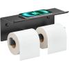 imageFORIOUS Toilet Paper Holder with Shelf 304 Stainless Steel Wall Mount Commercial Toilet Paper Dispenser Double Tissue Roll Holder for Bathroom Brushed NickelMatte Black
