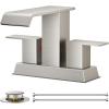 imageFORIOUS Widespread Bathroom Sink Faucet 3 Hole Brushed Nickel 2 Handles Waterfall Bathroom Faucet with Metal Popup Drain and 24quot Hot and Cold Water Hoses Suitable for Vanity RV RestroomStainless Steel