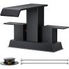 imageFORIOUS Widespread Bathroom Sink Faucet 3 Hole Brushed Nickel 2 Handles Waterfall Bathroom Faucet with Metal Popup Drain and 24quot Hot and Cold Water Hoses Suitable for Vanity RV RestroomMatte Black