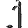 imageForious Black Bathroom Faucets Tall Waterfall Bathroom Faucet Single Handle One Hole Deck Mount Bowl Vessel Sink Faucet Bathroom with Metal Pop Up Drain and Supply LinesMatte Black