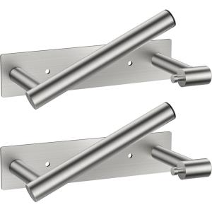 imageFORIOUS Adhesive Toilet Paper Holder Brushed Nickel Self Adhesive or Wall Mounted Options Stainless Steel Rustproof Stick on no Drilling Pivoting Toilet Tissue Roll Holder Wall Mount for BathroomStainless Steel