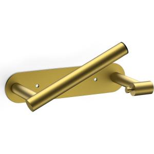 imageFORIOUS Adhesive Toilet Paper Holder Brushed Nickel Self Adhesive or Wall Mounted Options Stainless Steel Rustproof Stick on no Drilling Pivoting Toilet Tissue Roll Holder Wall Mount for BathroomBrushed Gold