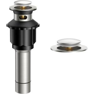 imageFORIOUS Bathroom Sink Drain with Overflow Pop Up Drain Assembly with Detachable Basket Stopper AntiExplosion and AntiClogging Drain Strainer 304 Stainless Steel Brushed NickelStainless Steel