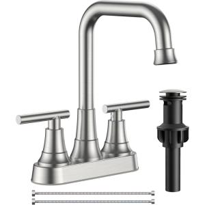 imageFORIOUS Black Bathroom Faucet for Sink 3 HoleWidespread Matte Black Bathroom Sink Faucets2 Handles RV Bathroom Faucets Vanity with Pop Up Drain and Supply HosesStainless Steel