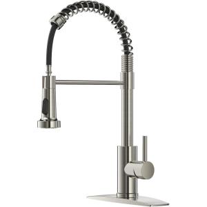 imageFORIOUS Black Touchless Kitchen Faucet with Soap Dispenser Motion Sensor Activated Smart Sink Faucet with Pull Down Sprayer Single Handle Hands Free for Farmhouse Camper RVStainless Steel