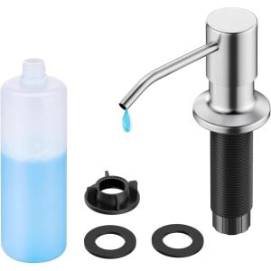 imageFORIOUS Brushed Nickel Soap Dispenser for Kitchen Sink with 500ML18OZ Bottle Lotion Dispenser Built in Refill from The Top for Countertop SinkStainless Steel