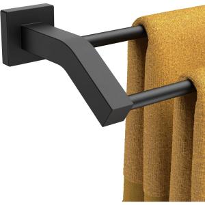 imageFORIOUS Double Towel Bar 24 Inch Dual Towel Racks for Bathroom Wall Mounted Thicken SUS304 Stainless Steel Bath Square Towel Rod Towel Holder Rail Brushed NickelMatte Black