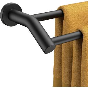 imageFORIOUS Double Towel Bar 24quot Heavy Duty SUS304 Stainless Steel Dual Towel Racks for Bathroom Wall Mount Space Saving Towel Rod Towel Holder Rail Brushed NickelMatte Black
