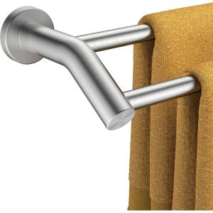 imageFORIOUS Double Towel Bar 24quot Heavy Duty SUS304 Stainless Steel Dual Towel Racks for Bathroom Wall Mount Space Saving Towel Rod Towel Holder Rail Brushed NickelStainless Steel